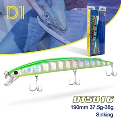 D1-señuelo de Pesca de Mar 2021 para Barracuda, señuelo de pesca de caballa, sardina, Lucio, 190mm, 37,5g- 38g, profundidad de 0,6-0,9 m, Jerkbait