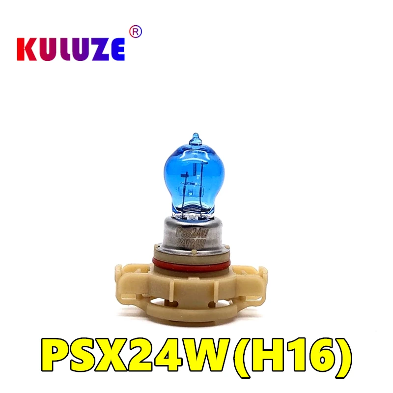 Amber 24W H16 5202 żarówka halogenowa xenon PSX24W ultra białe światło 12V lampa przeciwmgielna przezroczyste szkło kwarcowe ciemnoniebieski reflektor pojazdu fluorescencyjny