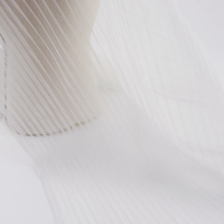 

3 Meters 155CM 61" Wide Off White Pleated Dense Mesh Tulle Fabric Wedding Dress Skirt Cloth Sewing Materials LX160