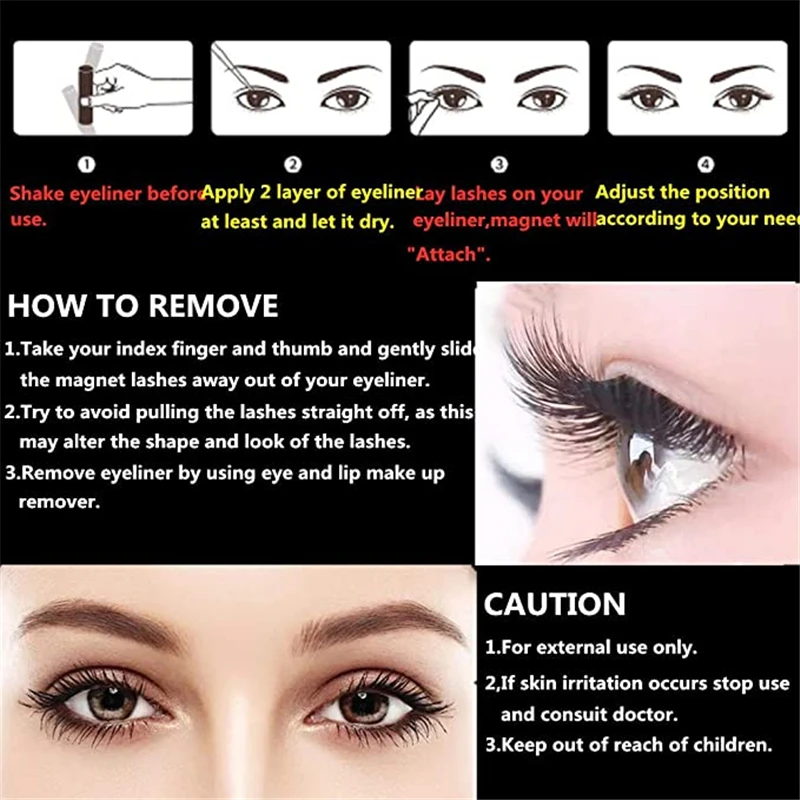 3/5 par de pestañas magnéticas, pestañas naturales hechas a mano, maquillaje de pestañas 3D, lápiz delineador de ojos, juego de maquillaje