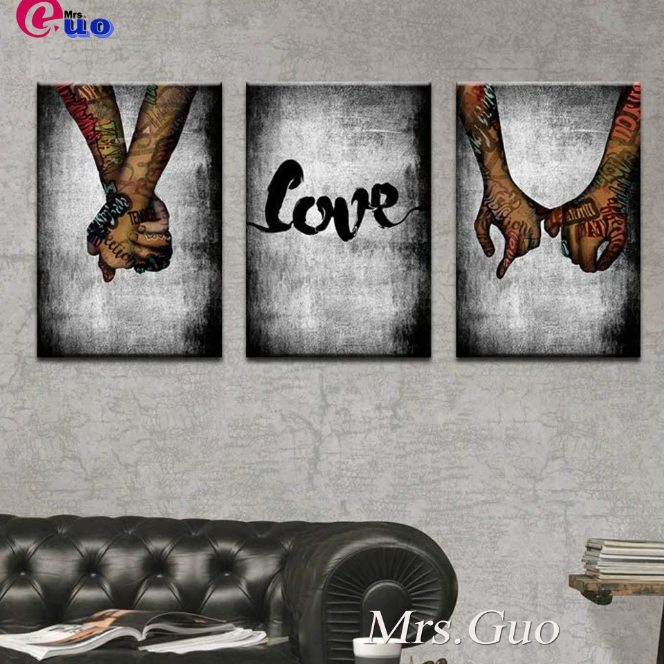 Diy Diamond Painting Triptych Wall Art Promise Holding Hands Pop Art Diamond Embroidery Abstract Love Bedroom Wall Decor 3 pcs