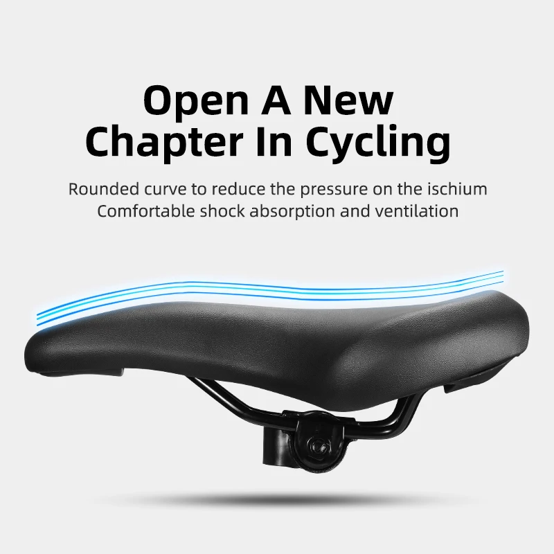 ROCKBROS Bicycle Saddle PU Shockproof Comfortable 172MM Widened Tail Removable Clip Women Men MTB Seat Saddle Bike Accessories