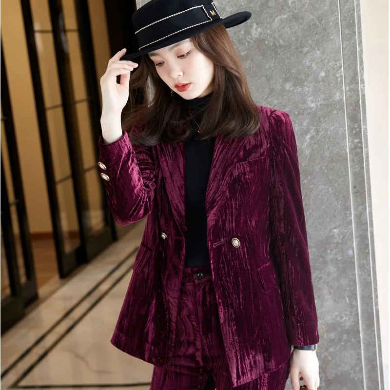 

Women Coat Fashion Wine Jacket OL Styles Autumn Winter Thicken Blazers for Women Business Work Blaser Outwear Tops S-4XL