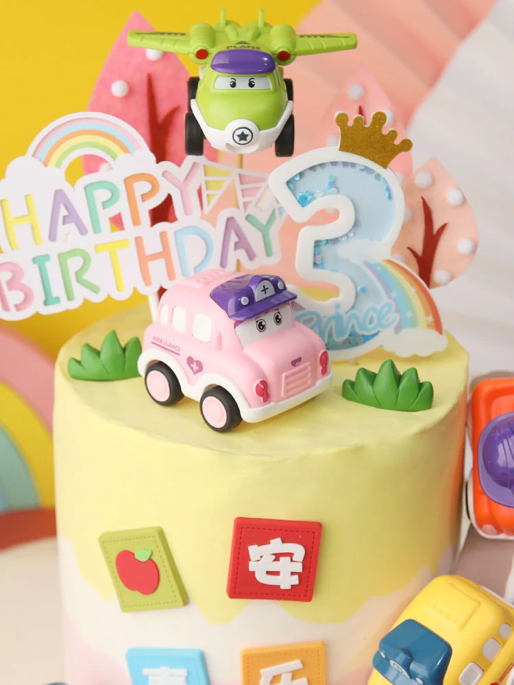 Lot de 30 décorations de gâteau en forme de camion - Rouge, bleu, jaune, vert - Pour gâteau de voiture de course sur le thème du camion