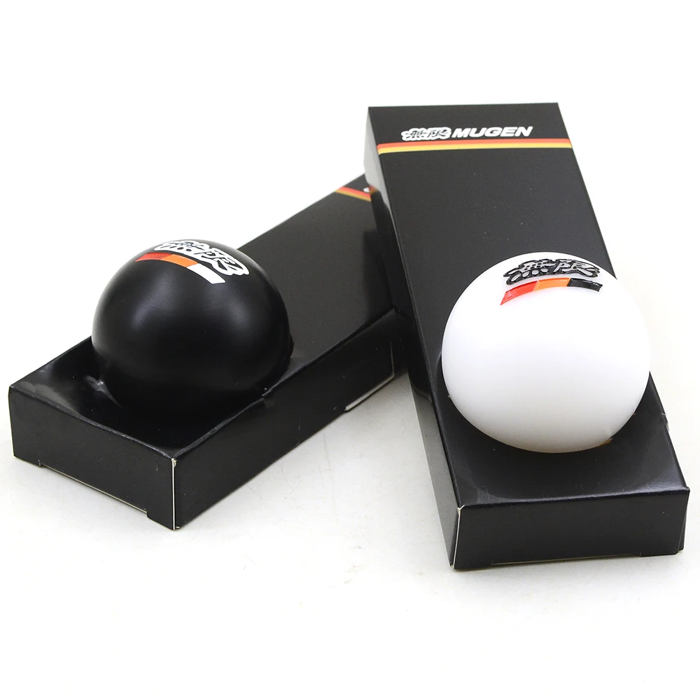 Black/White Ball Shape Resin Mugen Racing Car Manual Shift Gear Knob Shifter Lever Head For Honda