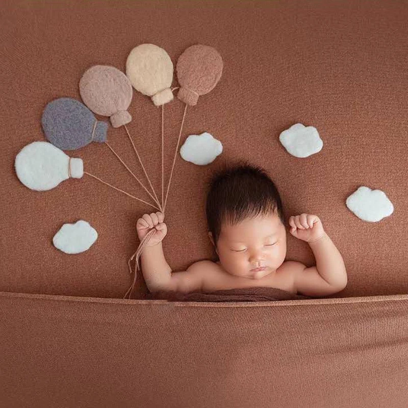 Ballon en feutre de laine pour bébé, nuage, étoiles, lune, cerf-volant, accessoire de photographie pour nouveau-né, P31B