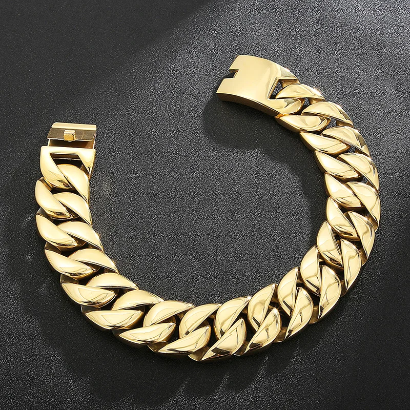 Kalen-collar de acero inoxidable para hombre y mujer, gargantilla de cadena cubana de 20mm/31mm, estilo Punk, grande y pesado, 40/42cm de longitud