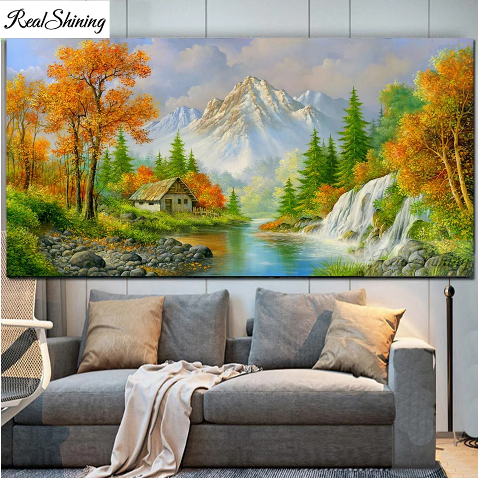 

Autumn Mountain trees Large 5D DIY Diamond Painting Full Square/Round Drill Embroidery Mosaic Needlework cottage decor F704