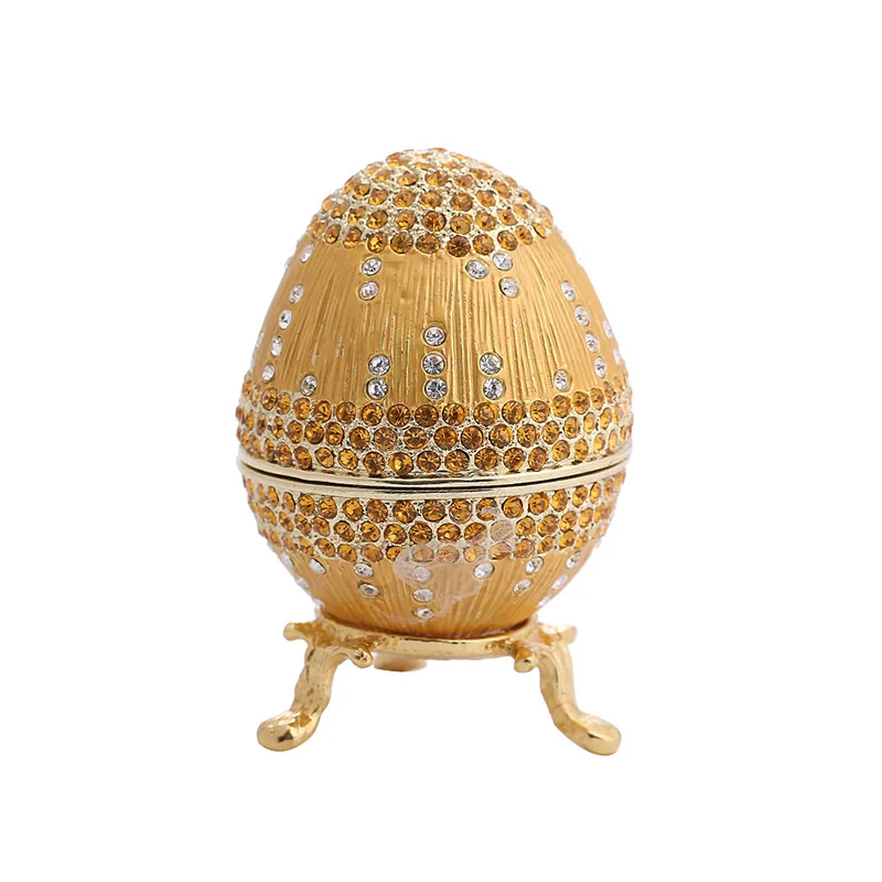 Handmade Enamel Classical Easter Egg Jewel Case Jewelry Storage Box Metal Handicraft Home Furnishing Articles