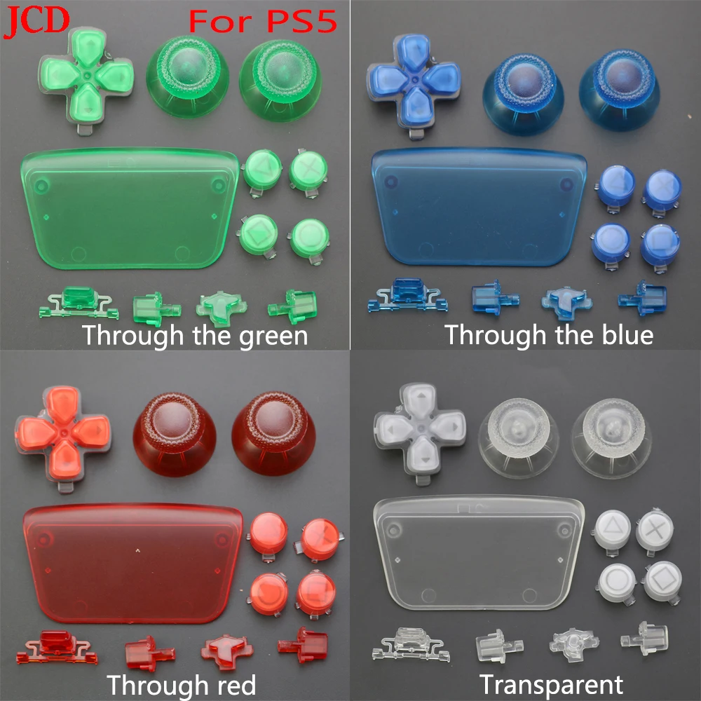 

JCD 10 set For PS5 Replacement DIY Color Clear Button Controller Thumb Stick Analog Grip Button Repair Kit For PS5 Controller