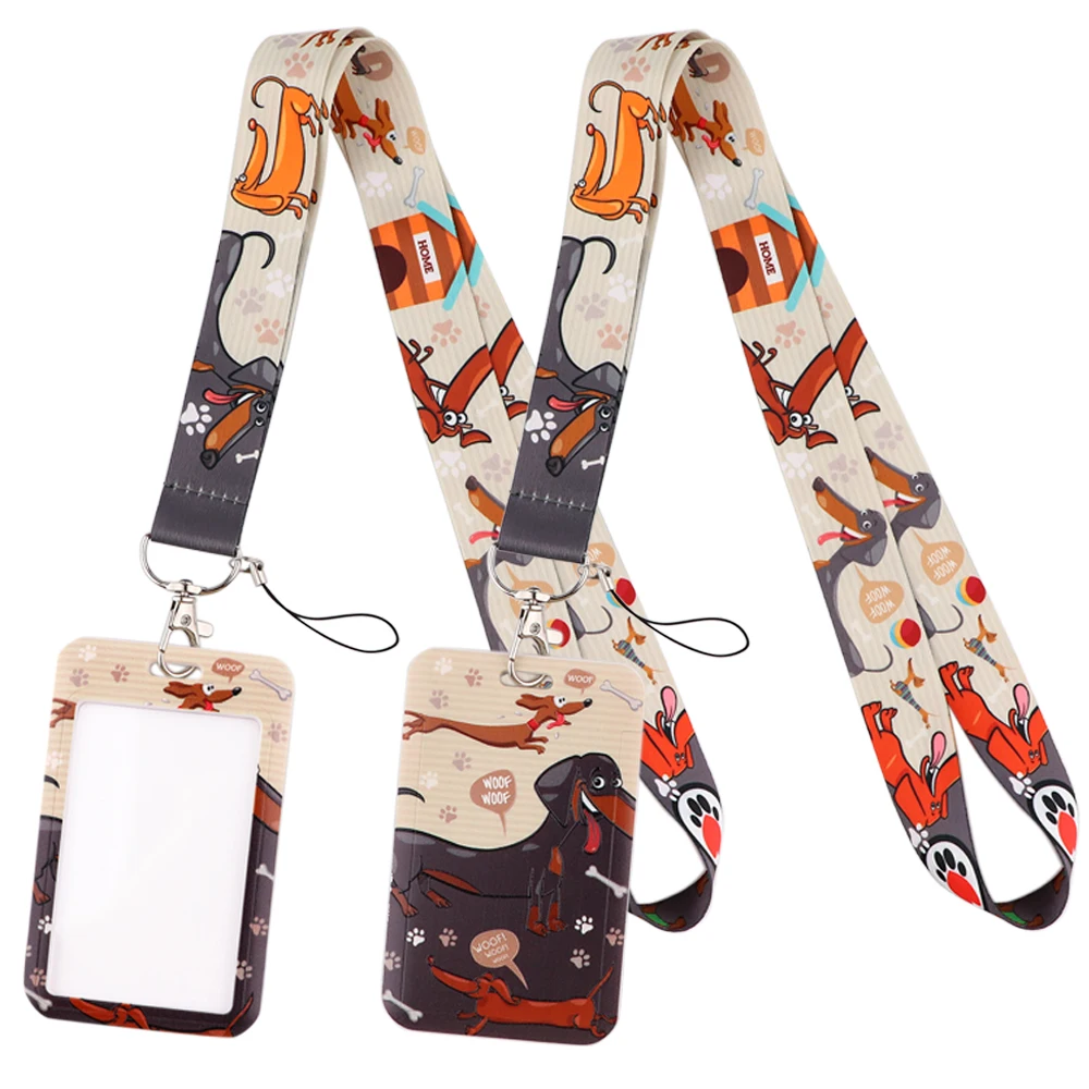 LX947 Dachshunds Lanyard ID Card Holder Pendants Badge Holder Neck Strap Keychain Lariat Phone Straps for Dogs Lovers Gifts