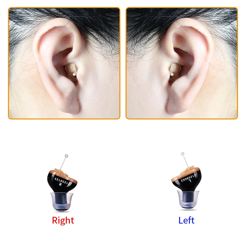 Meling Q10 Invisible Portable Black Hearing Impairment Hearing Aids Battery CIC Mini Amplifier for Elderly Deaf Dropship