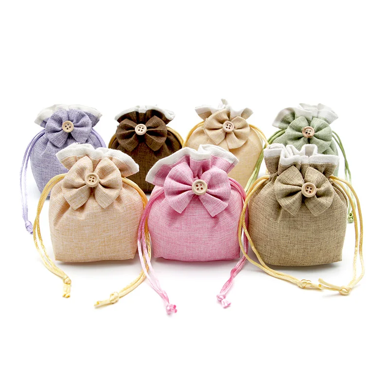 Fashion Sachet Sweet Cute Butterfly Beam Port Gift Empty Bag Imitation Linen Wear-resistant Women Jewelry Cloth Bag Carry Sachet