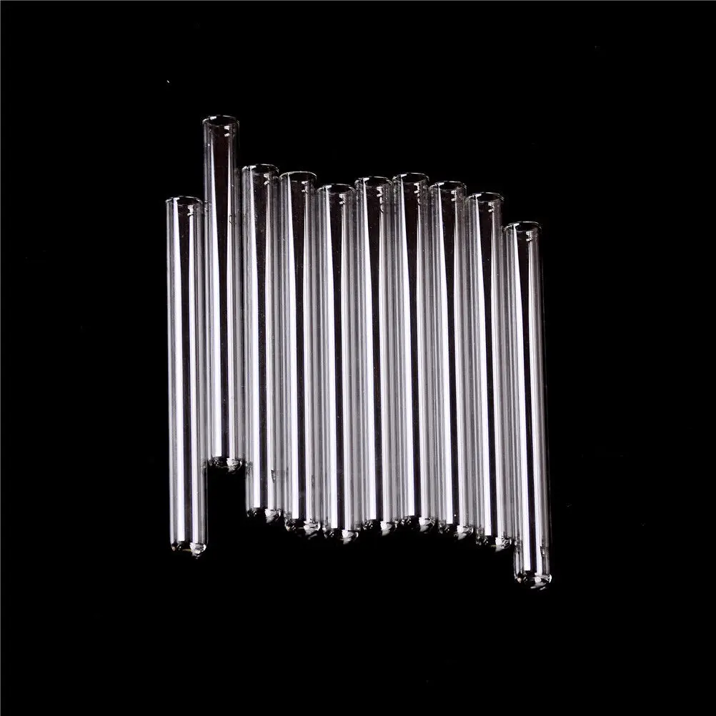 10pcs 10*100mm Test Tube Transparent Pyrex Glass Blowing Tubes Thick Wall Laboratory Round Bottom Test Tube