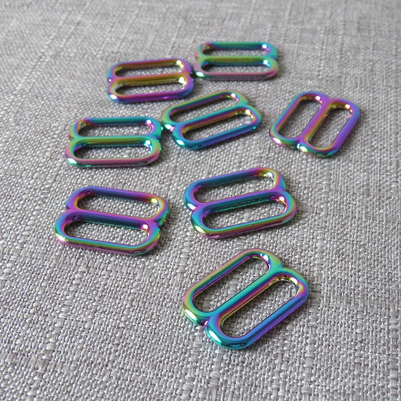 Rainbow 20mm Metal Sliders Adjustable Buckle DIY Bag Dog Collar Straps Belt Loop Garment Sewing Accessories Tri-Glides Hardware