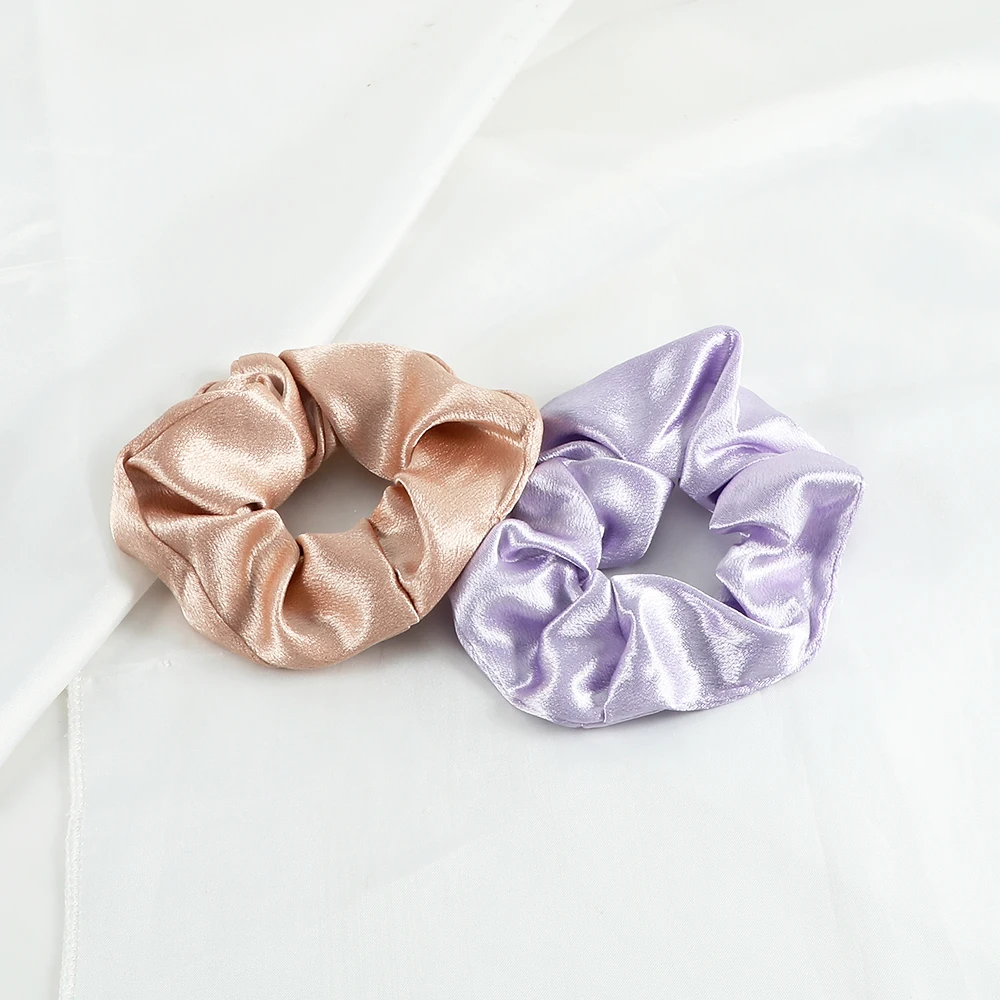 Vintage Satin Silk Scrunchie Solid Color Elastic Hair Bands Fashion Headband Ponytail Holder Rope Women Girls Hair Accessories