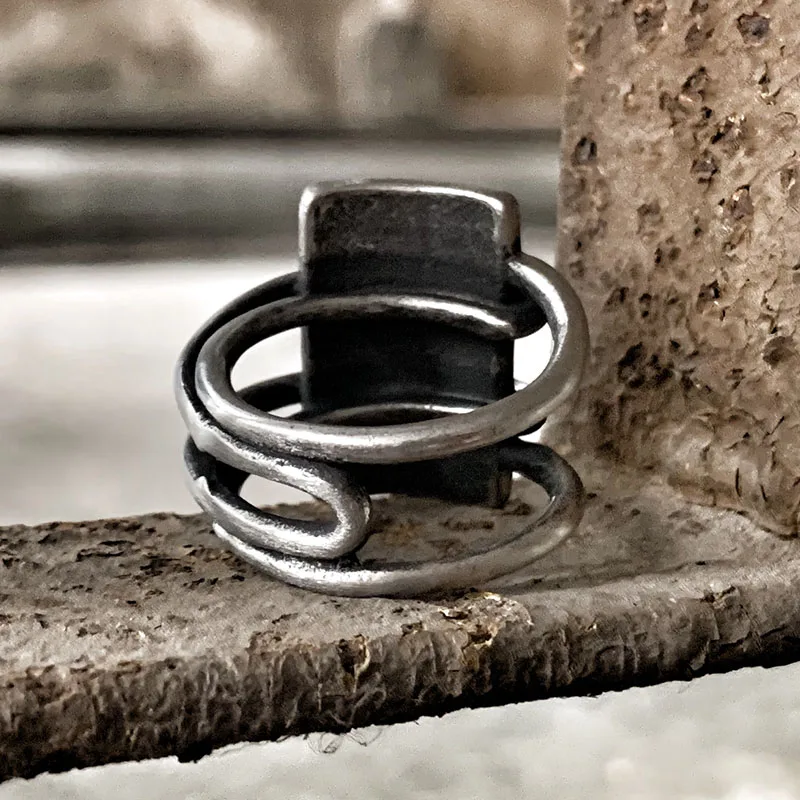 Geometric Stainless Steel Viking Simple Ring Geometry vintage Hammer retro punk Ring Male finger Love Jewelry for man GiftOSR526