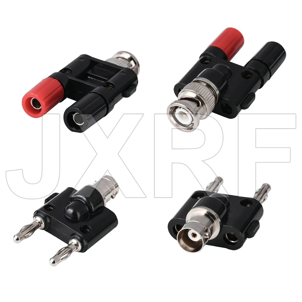 JXRF BNC male Female to two dual 4mm Banana binding post male female jack connector Adapter