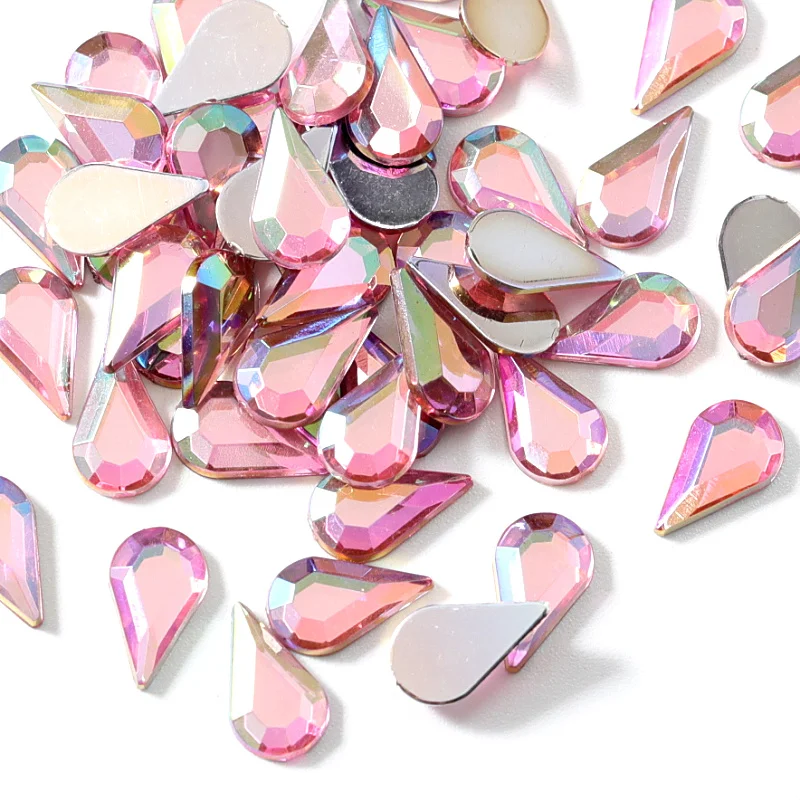 100Pieces 6x10mm Teardrop Nail Art Rhinestones Flatback Acrylic Crystal Manicure Strass Nail Art Decoration Gems H1027