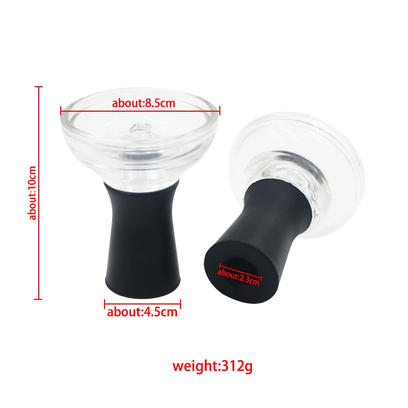 1PC Single Hole Upper part Glass Bottom Silicone Hookah Bowl Shisha Chicha Nargile Accessories