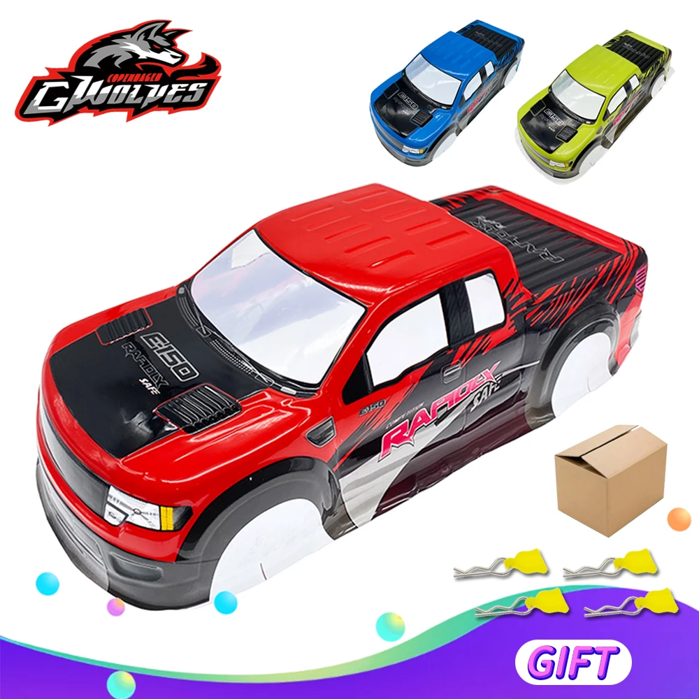Carcasa de PVC 1/10 RC F150 RAPTOR, carcasa azul/verde de 190MM para camiones monstruo de RC 1/10