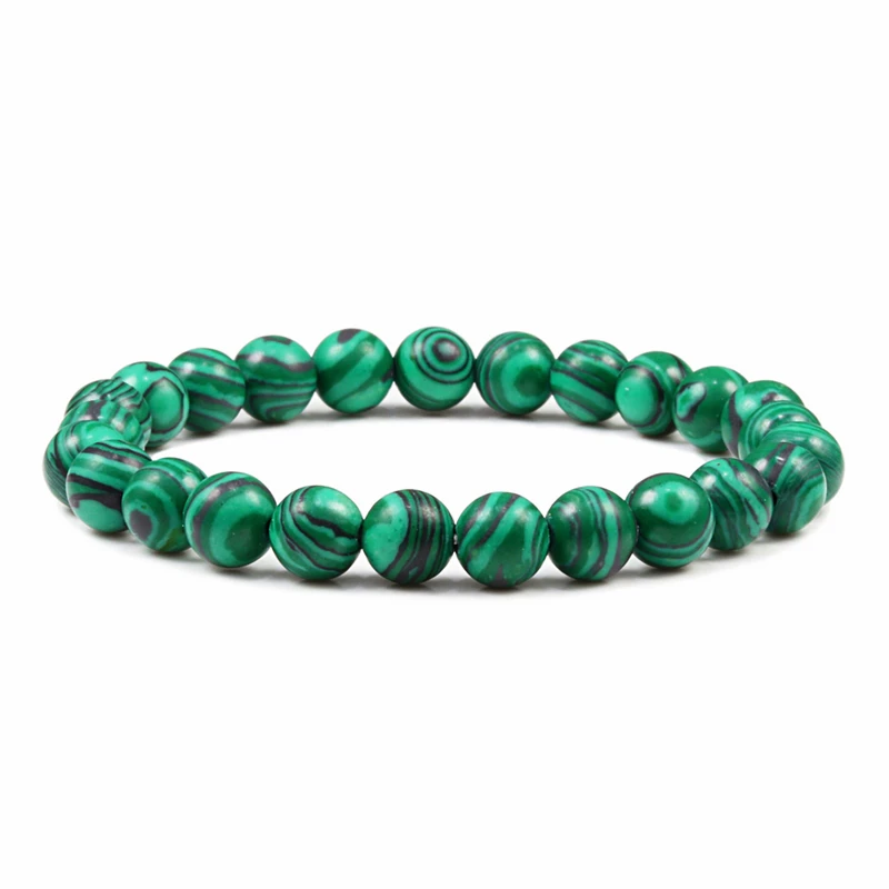 New Blue Malachite Natural Stone Bracelets Women Men Chakra Prayer Mala Buddhist Beads Bracelet Bangle Yoga Strand Charm Jewelry view 4