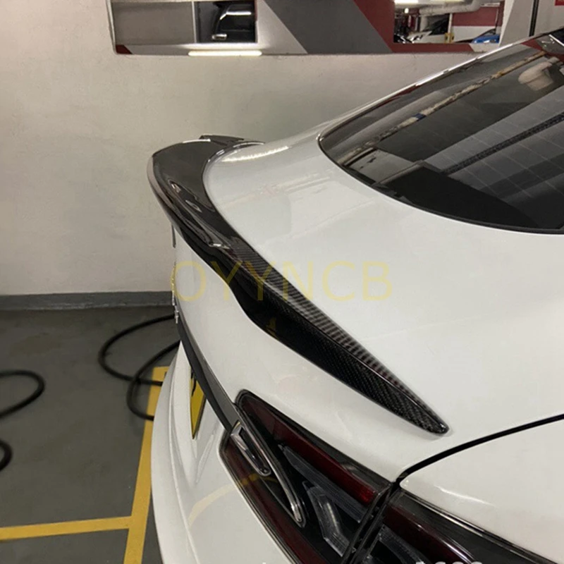 

Carbon Fiber / FRP Black Rear Trunk Spoiler Wings Boot Lip for Tesla Model S Sedan All Model Sedan 4-Door 2012 - 2017