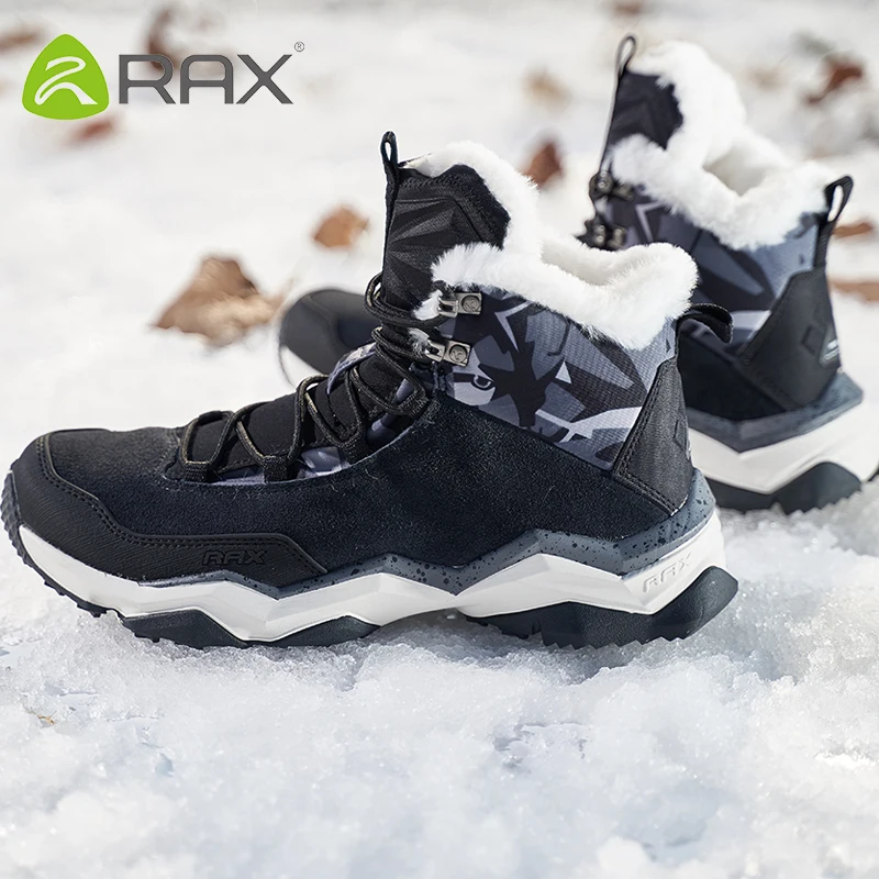 

RAX Waterproof Hiking Shoes Men Winter Outdoor Sneakers for Men Snow Boots Plush Mountain Snowboots Outdoor Tourism Jogging Shoe