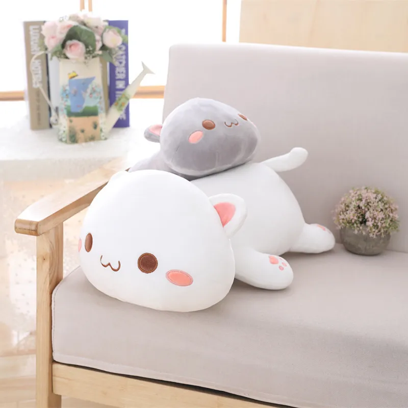 35/50/60cm Cute Lying Cat Plush Toys Soft Stuffed Cushion Cartoon Animal Pillow Dolls For Kid Christmas Birthday Gift