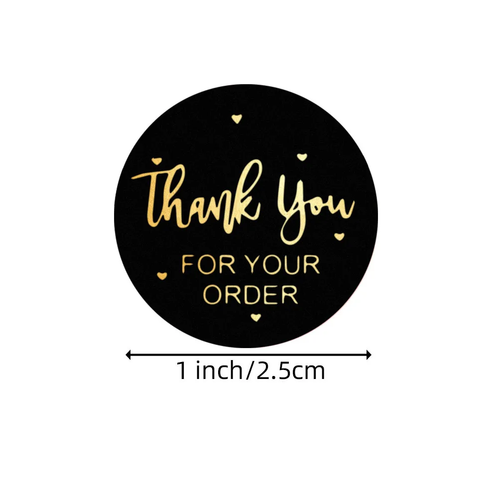 Foil Round Thank You For Your Order Sticker Heart shopping Small Handmade   kraft Label