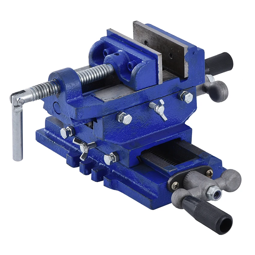 Two-Way Movement Bench Drill Operating Platform Flat Tongs Precision Bench Vise Clamp Tool Heavy Duty Cast Iron Plain Vice