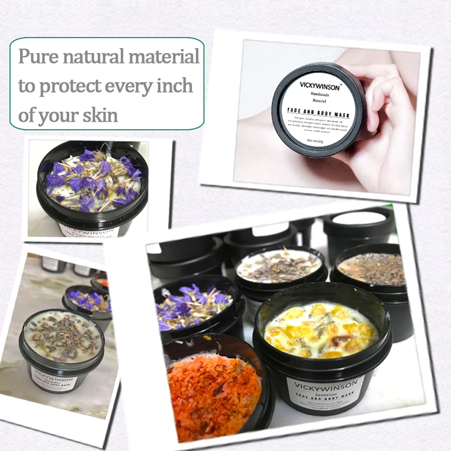 Máscara facial de esfregar leite e corpo, 50g feito à mão e limpeza natural, nutrição da pele, poros conversores, clareamento da pele