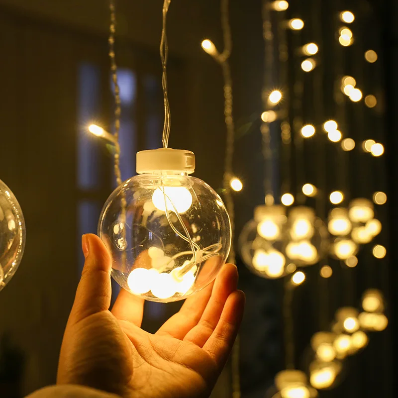 Nuevo LED bola de los deseos cortina cadena de luces guirnalda Hada luces de Navidad decoración para el hogar dormitorio sala de estar balcón boda