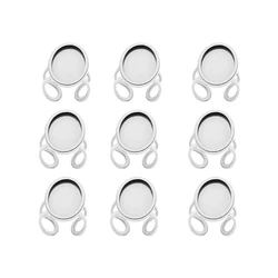 Stainless Steel 13X18 18X25mm Adjustable Ring Blank Cabochon Base Tray Flat Round Antique DIY Jewelry Findings Metal Rings Base
