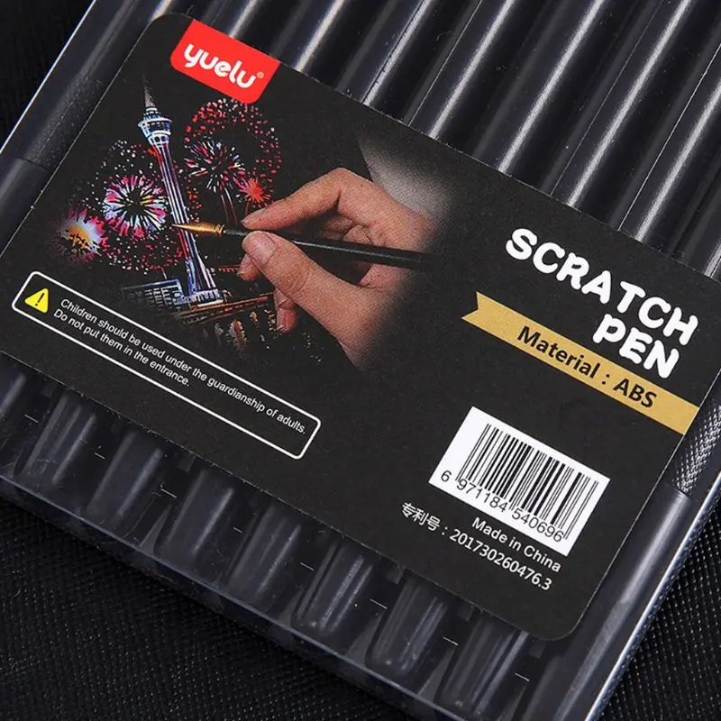 10 Chiếc Xước Tranh Bút Đa Năng Di Động Stylus Nghệ Thuật Sơn Tô Màu Bút Nét Phẳng 2 Đầu Ra Kép acraping Bàn Chải