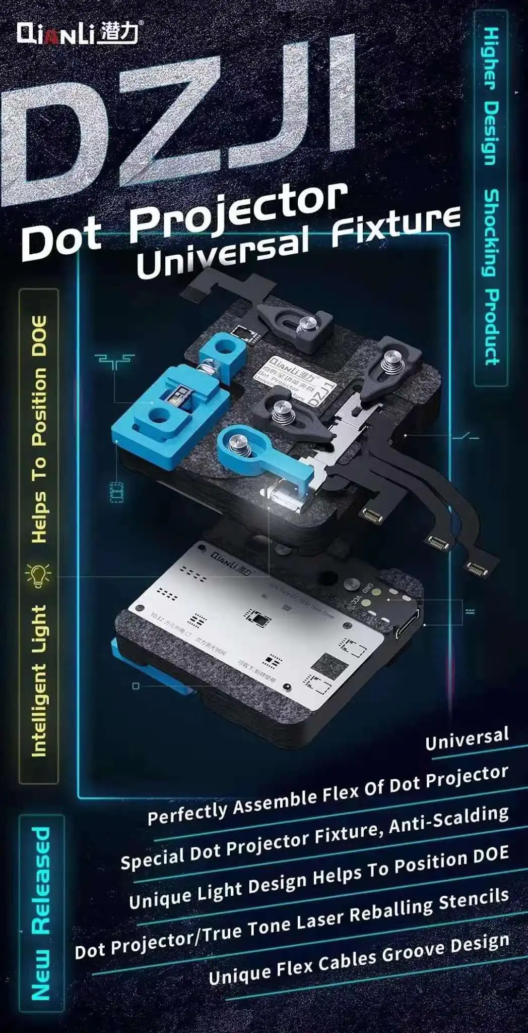 Qianli Dot Matrix apparecchio di riparazione per IPhone X-11 Pro Max Face ID reticolo riparazione Hold Dot proiettore Reballing Flex cavi scanalatura