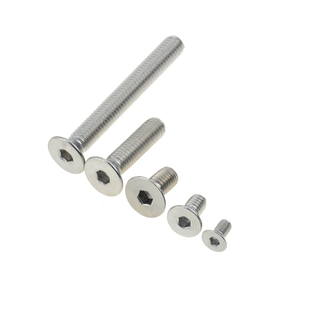 50pcs DIN7991 M5x10 mm M5*10 mm flat head countersunk head 304 Stainless Steel Hex Socket Head Cap Screw