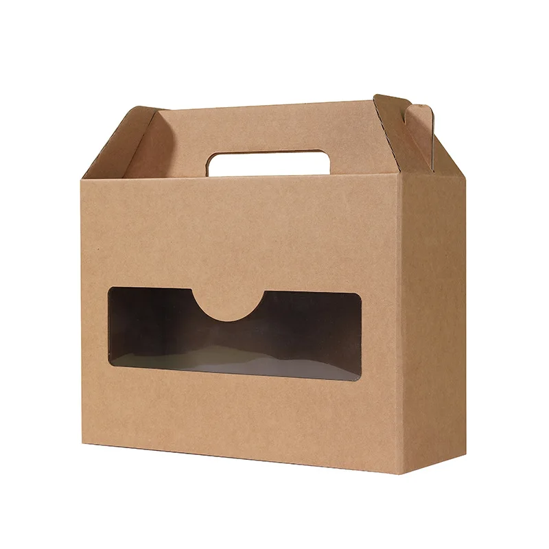 20Pcs/Lot Large Universal Portable Kraft Paper Packing Box With Window Fruits Gift Box Empty Box Thickened Honey Carton