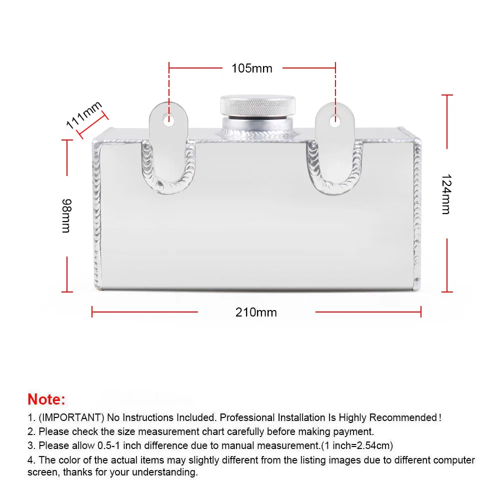 Aluminium 2L Mirror Polished Windscreen Washer Bottle Intercooler Spray Tank TT101960