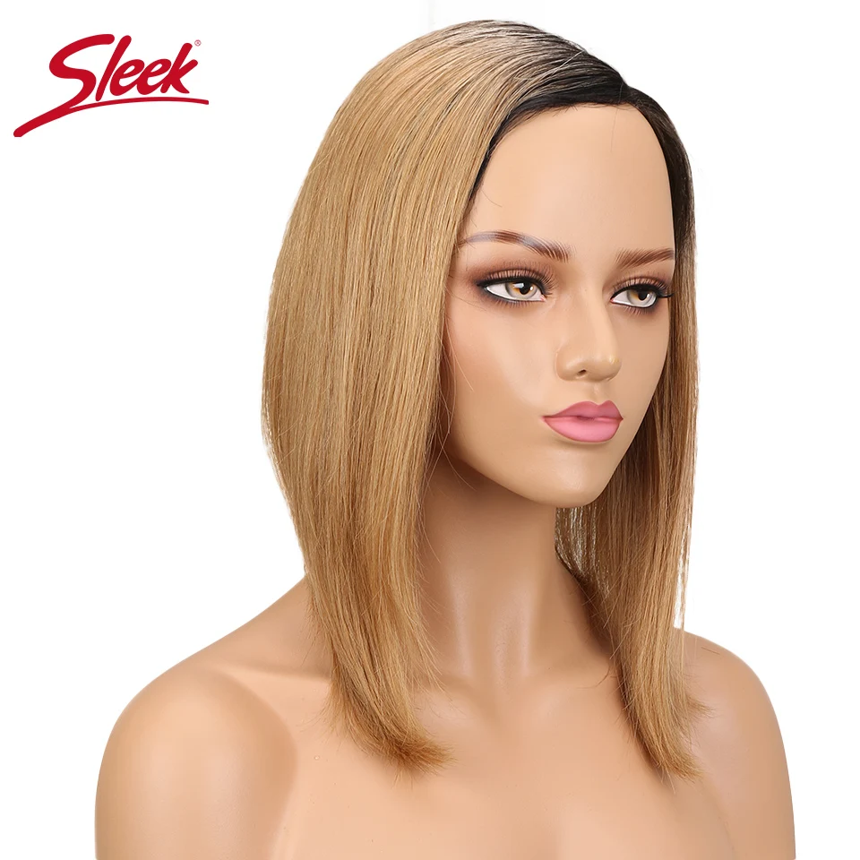 Peluca femenina de cabello humano liso con encaje frontal, pelo corto recto brasileño con corte Bob, Color rojo, 99J, n. ° 27