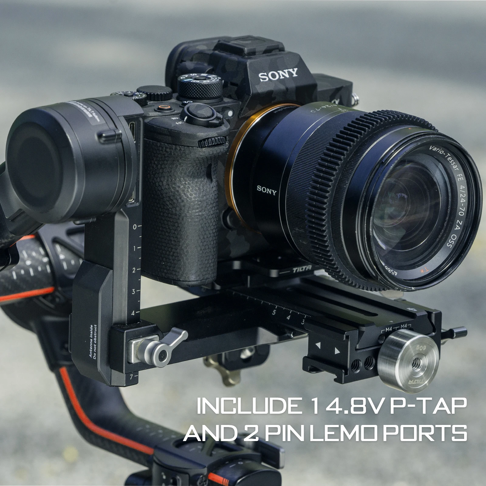 TILTA for DJI RS2/RSC2 RS3 RS3 PRO Accessories TGA-PPK2-V V Mount Battery Plate to RS 2 Power Pass-through Plate Kit Gold Mount