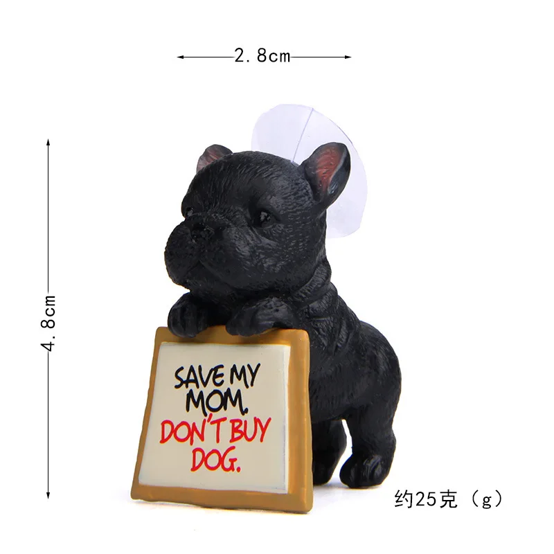 French Bulldog  Figurines Dog Sucker Design Phone Holder Home Car Decor Mini Pet Miniatures Ornaments  Crafts Accessories