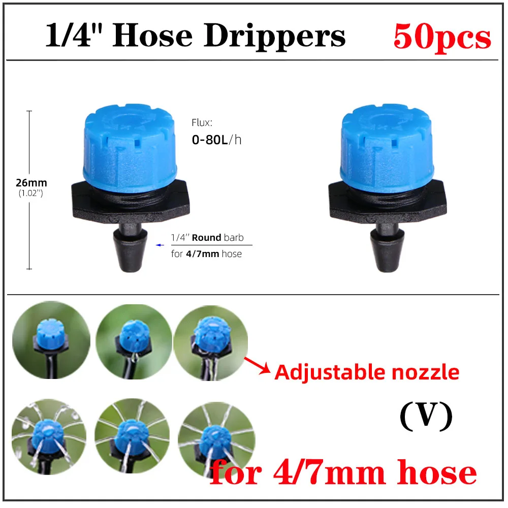 50 sztuk nawadnianie ogrodu kroplownik zraszacz 4/7mm 3/5mm złącze węża Adapter dyszy automatyczne nawadnianie mikro rury akcesoria