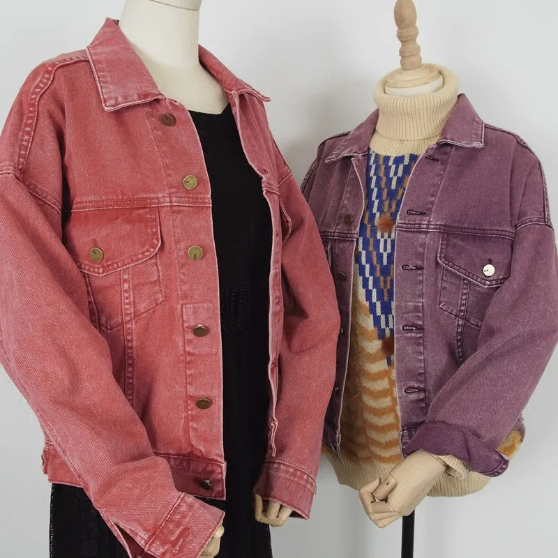 Harajuku Spring Denim Jacket Women 2024 New Vintage Purple Jeans Jackets Female Ladies Casual Basics Coat Women Streetwear