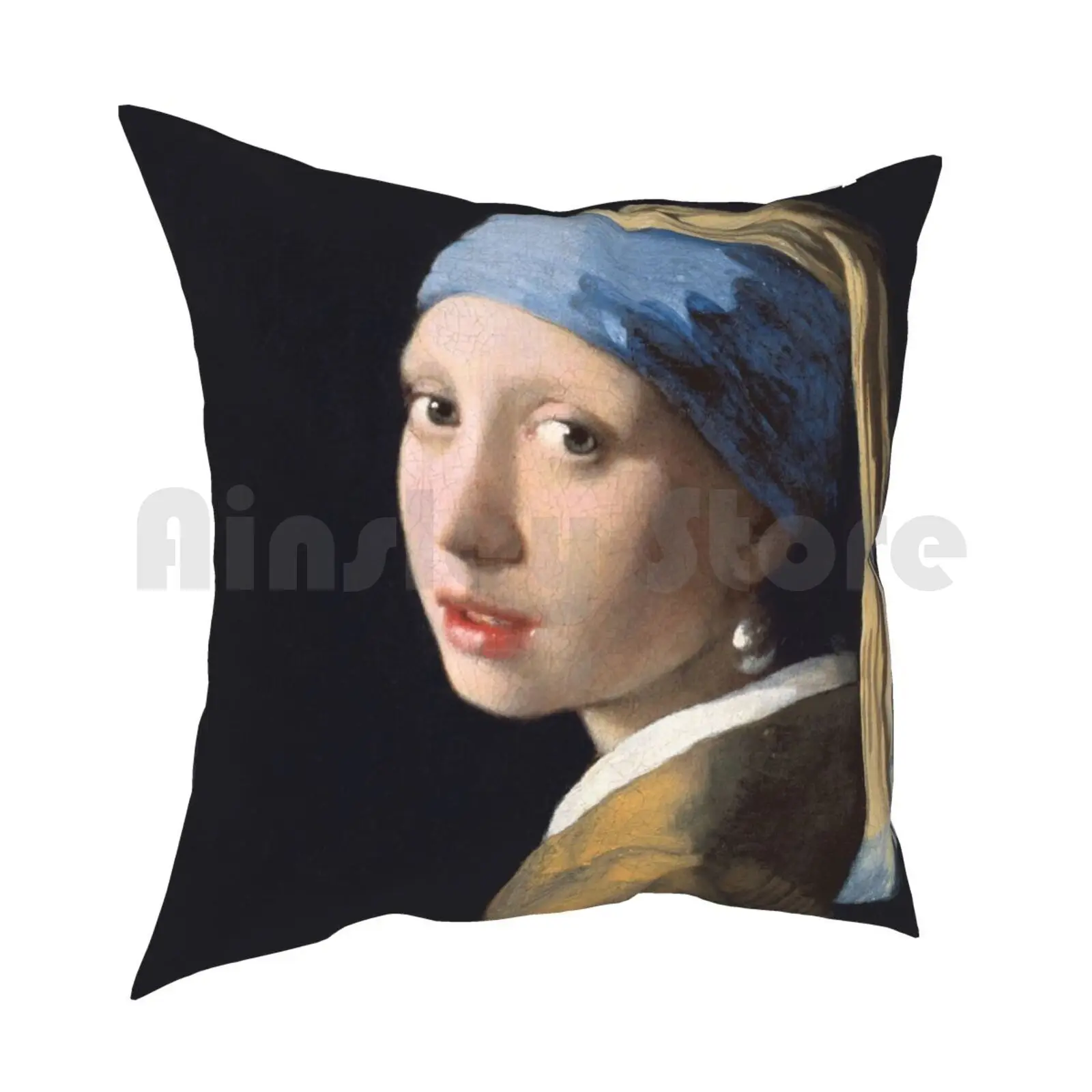 Girl With A Pearl Earring Pillow Case Printed Home Soft DIY Pillow cover Vermeer Fine Art Vintage Fashion Earring Womens