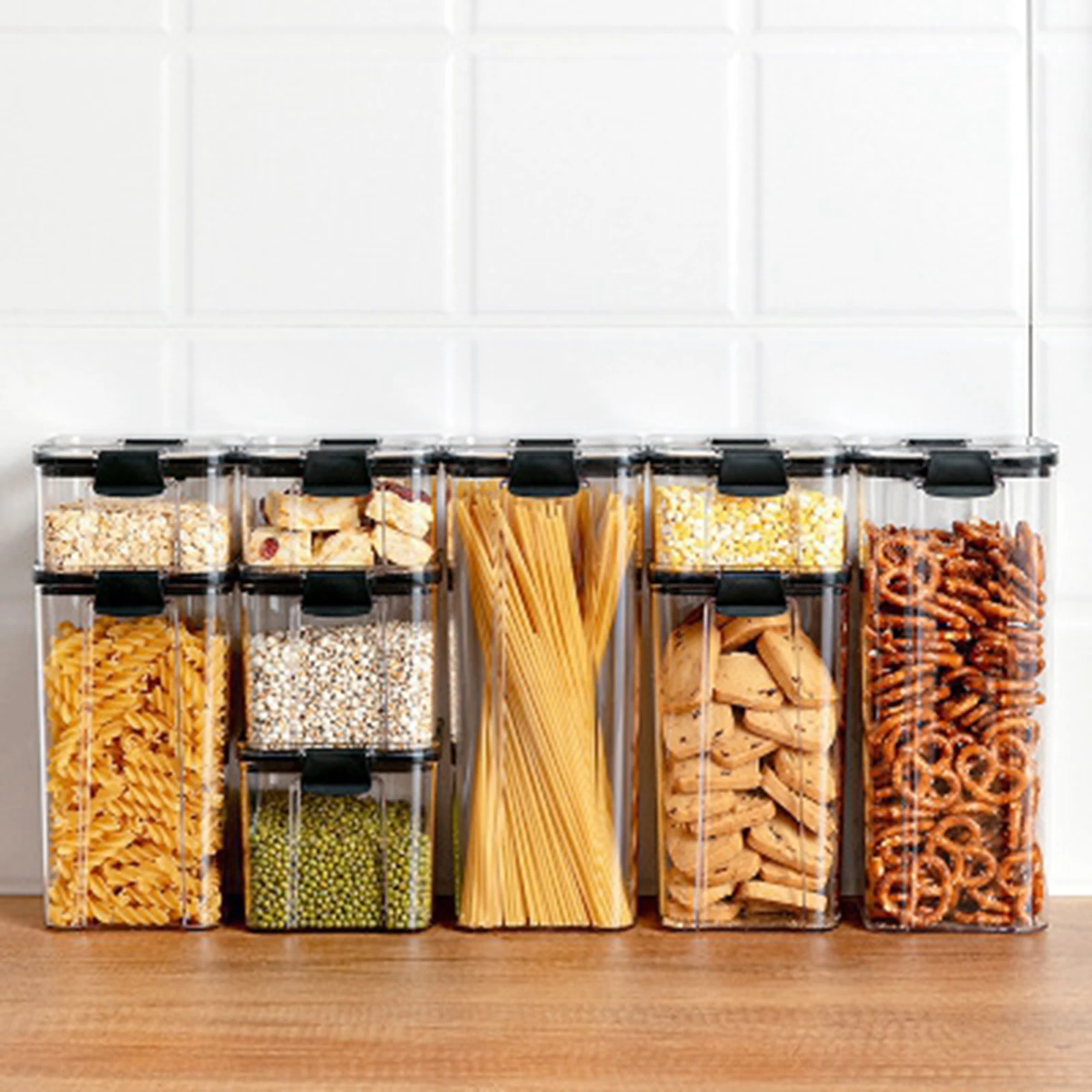 Food Storage Box Container Kitchen Organizer Transparent Sealed Cans Jars Food Storage Box With Lid 700/1300/1800ML