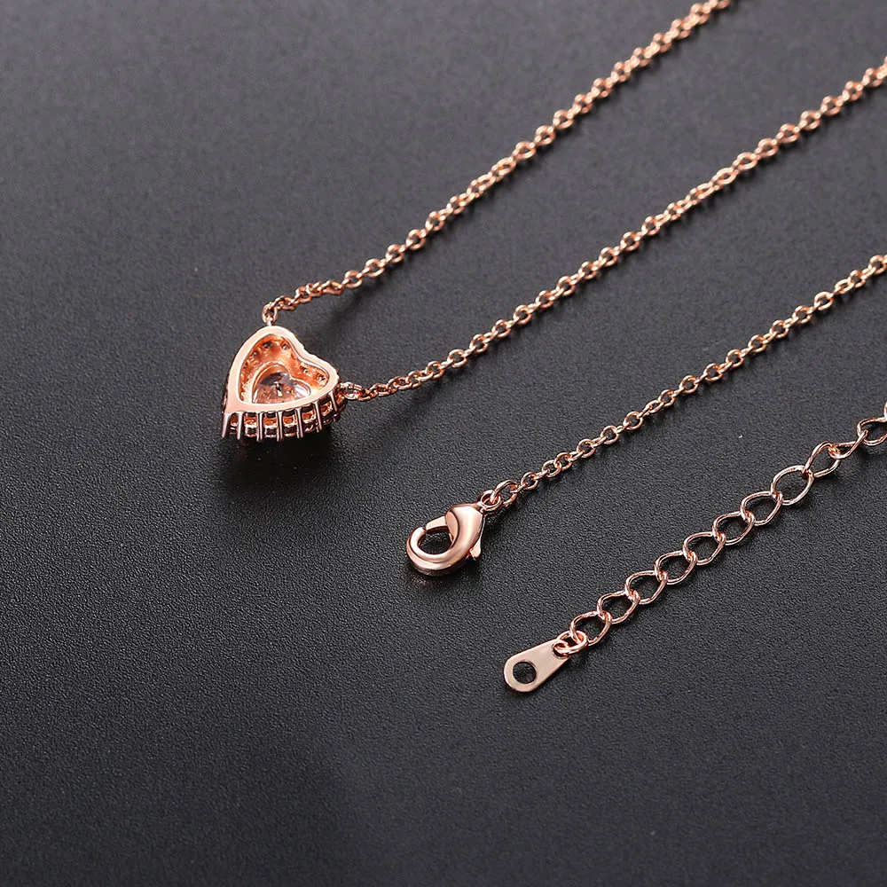 ZHOUYANG Heart Necklace For Women Cubic Zirconia Rose Gold Color Neck Pendants Choker Chains Jewelry Female Wholesale N317