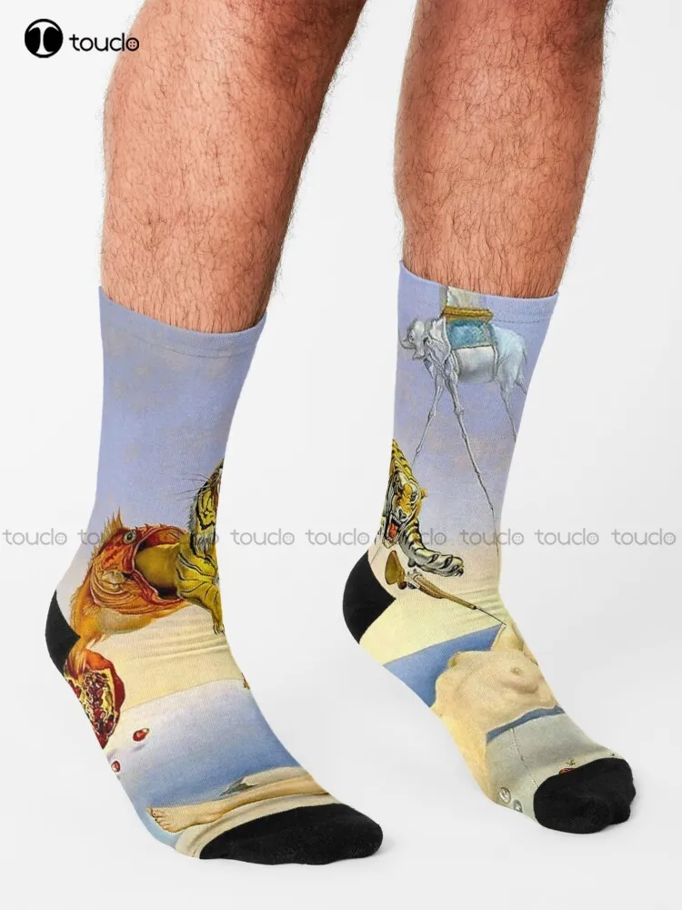 In Flight  Vintage 1944 Dali Painting Print      Socks Mushroom Socks Personalized Custom Unisex Adult Teen Youth Socks