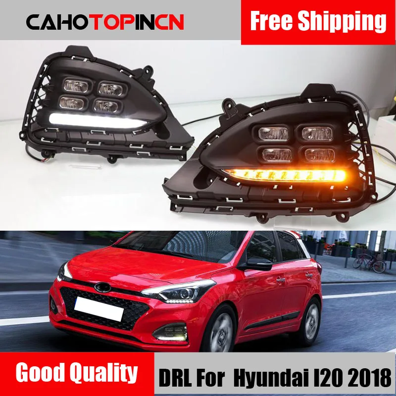 

2PCS LED Daytime Running Light For Hyundai I20 2018 2019 Dynamic Turn Signal Function Car DRL Waterproof ABS 12V LED Fog Lamp