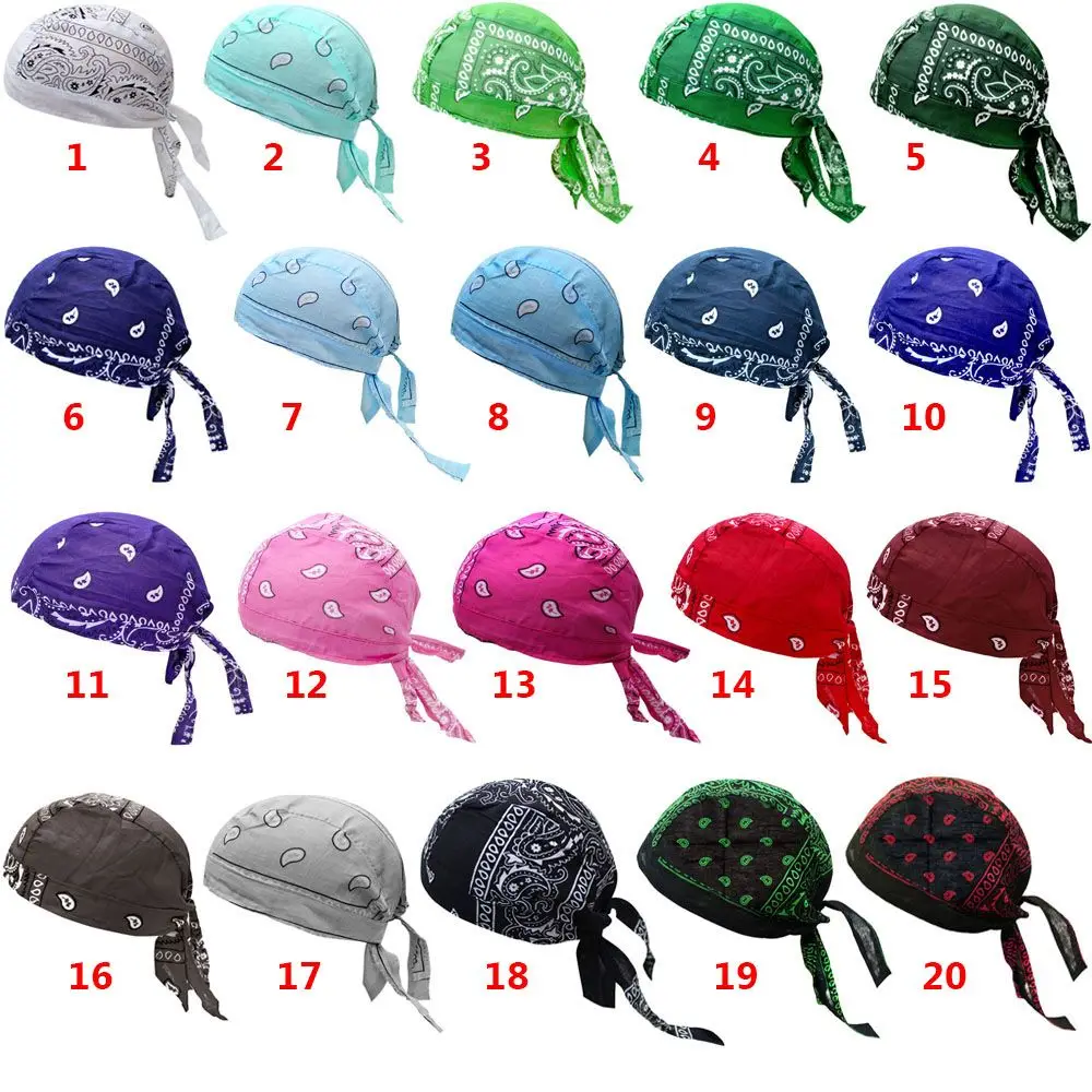 Quick Dry Cotton Pirate Hat Elastic Adjustable Cancer Chemo Cap Men Women Outdoor Sport Print Color Bandana Cycling Headscarf